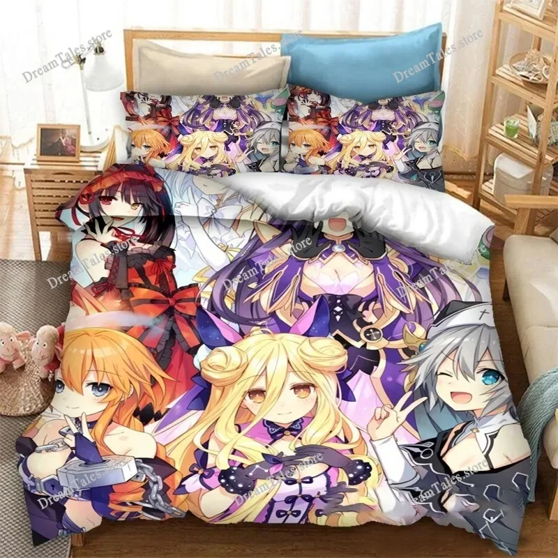 Date A Live Luxury Bedding Set Anime Cartoon Duvet Cover Set Comforter Bedspread Linen Twin Single Size Printed Home Textile741