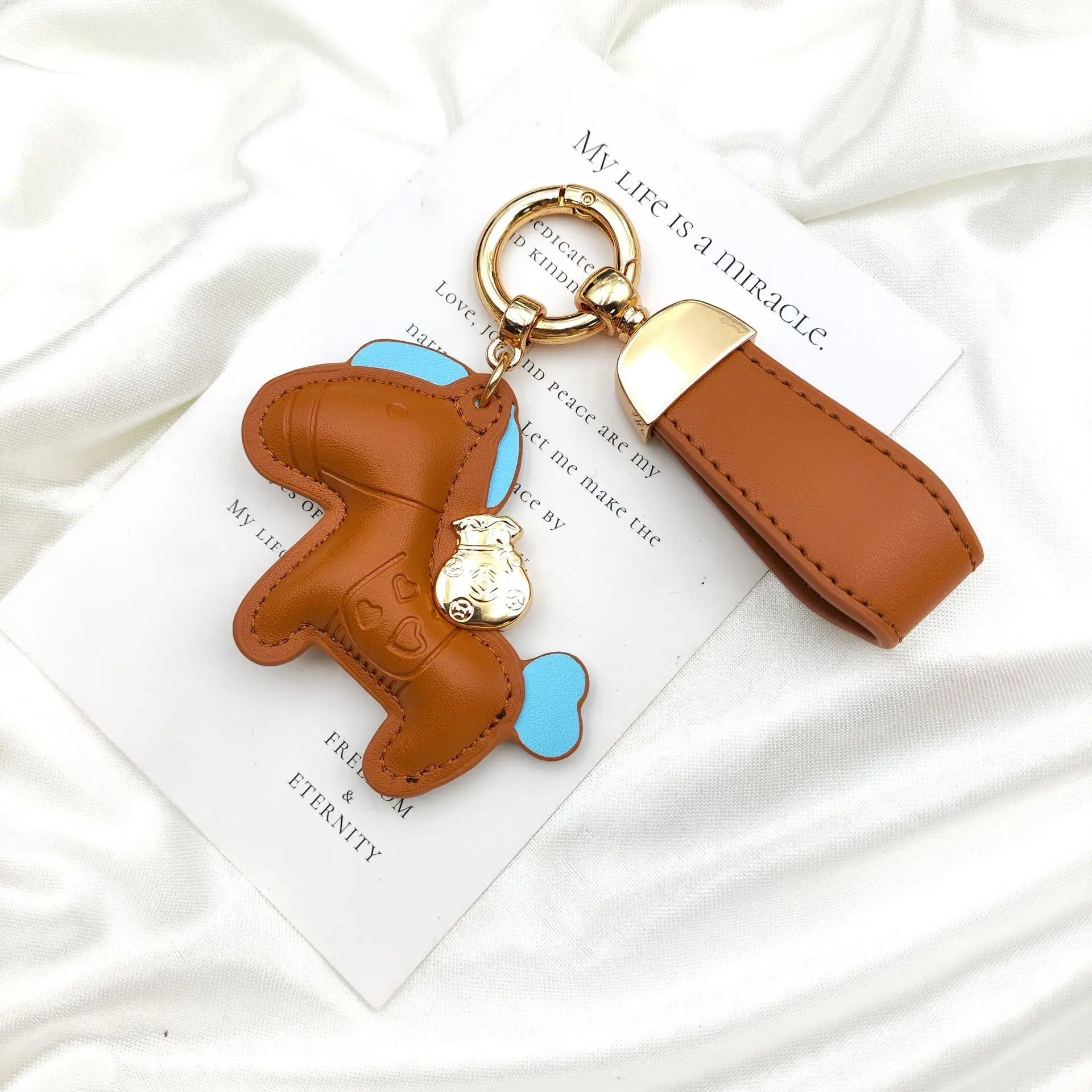 Niedlicher Personalisierter Pony-Schlüsselanhänger Minimalistischer Leder-Cartoon Auto-Taschen-Schlüsselring Kleiner Kreativer Anhänger Accessoire Geschenk Großhandel – Detail 8