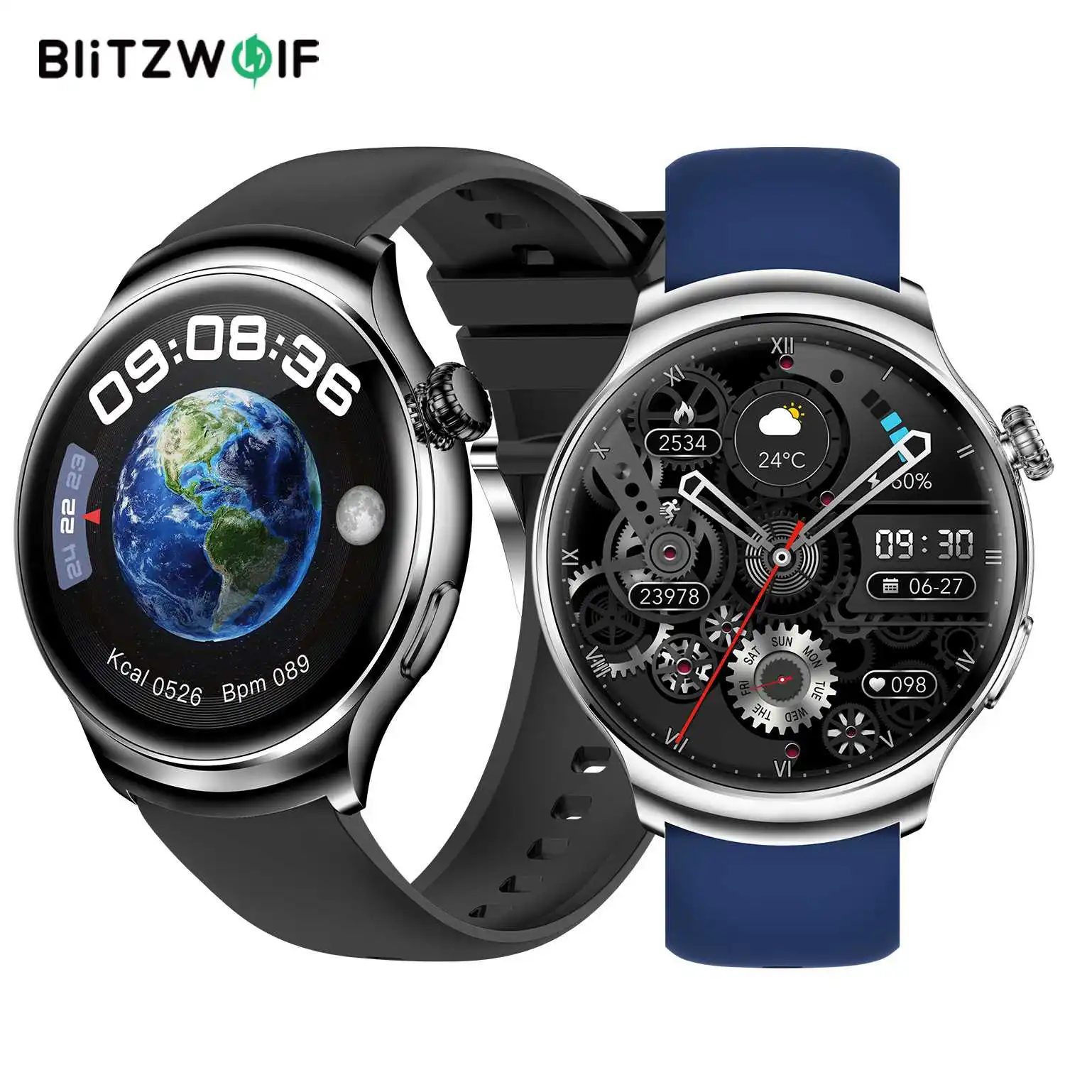 BlitzWolf BW-AT4 1.52 inch AMOLED HD 3D Curved Screen Health Monitoring Voice Assistant bluetooth Call Multi-sport Smart Watch