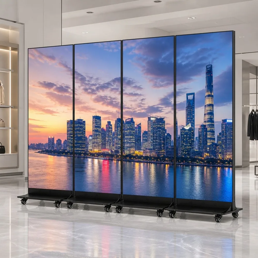qwe Smart WiFi LED Poster Screen P2 Indoor Floor Standing Digital Video Display for Shopping Mall Promotion