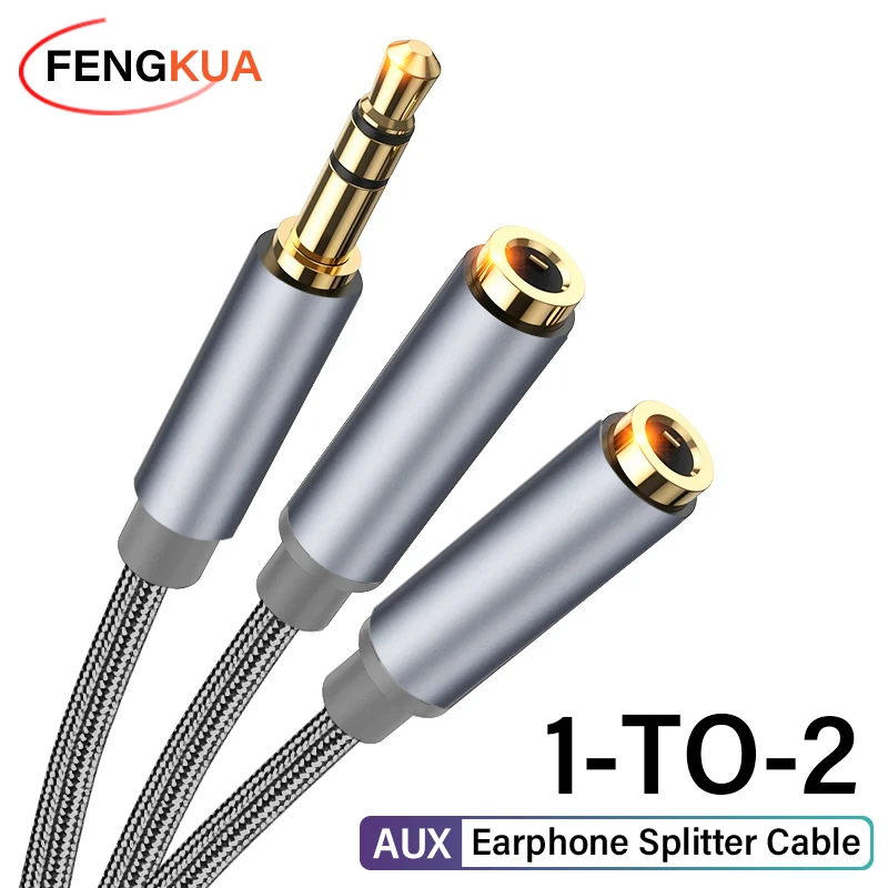 Headphone Splitter Cable 3.5mm Male to 2 Female Jack 3.5mm Extension Cable AUX Adapter for Phone Laptop MP3 Audio Splitter Cable