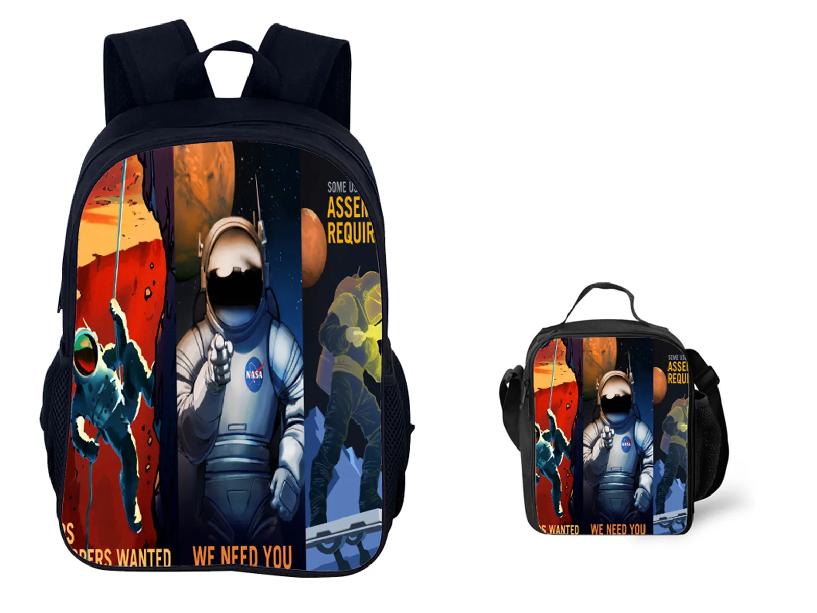 

Boys Girls NASA Backpack with Lunch Bag Waterproof Travel Laptop Knapsack Lightweight School Bookbag for Students