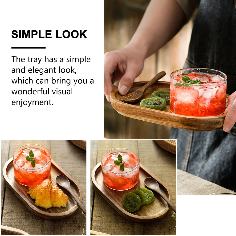 

4Pcs Acacia Wood Tray Set Wooden Food Tray for Dessert Snack Bread Fruit Beverage Serving Glassware Home Restaurant Coffee Shop