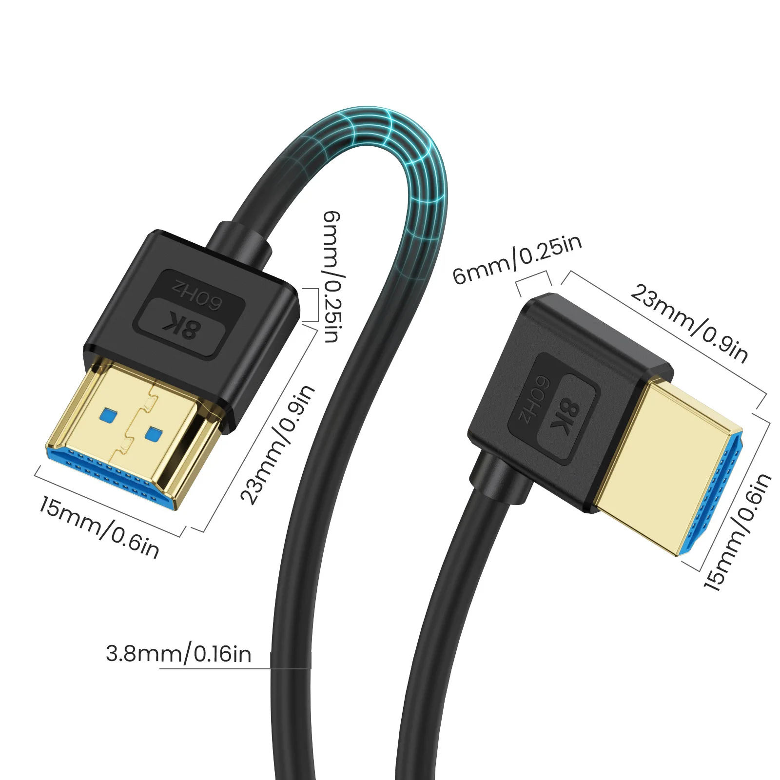 Silikonowy kabel 8K HDMI Micro Mini do HDMI 2.1 Bardzo szybki przewód HDMI 48 Gb/s Obsługa 8K@60Hz 4K@120Hz eARC HDR10 HDCP 2.2 2.3 — zdjęcie produktu 3