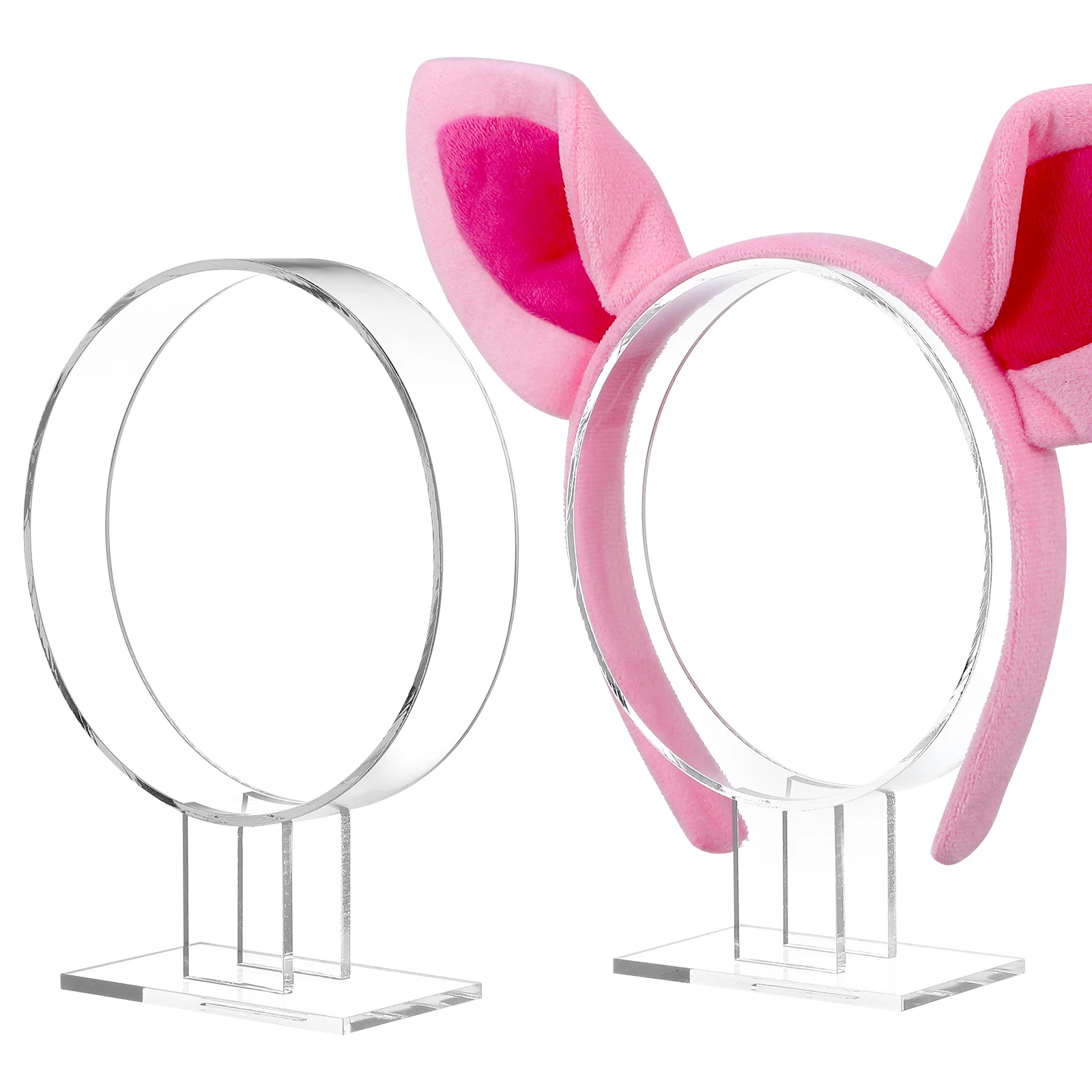 

2 Pcs Acrylic Headband Display Stand Lightweight Jewelry Hairband Holder Rack Gold Clips Prevent Dust Save Space ganize