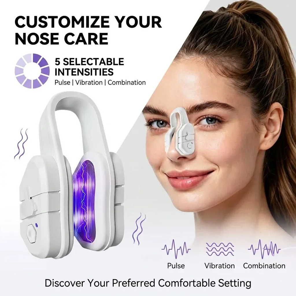 Portable EMS Micro Current Nose Clipper 5 Mode Pulse Vibration Silicone Patch Stimulating Nose Bridge Beauty Device