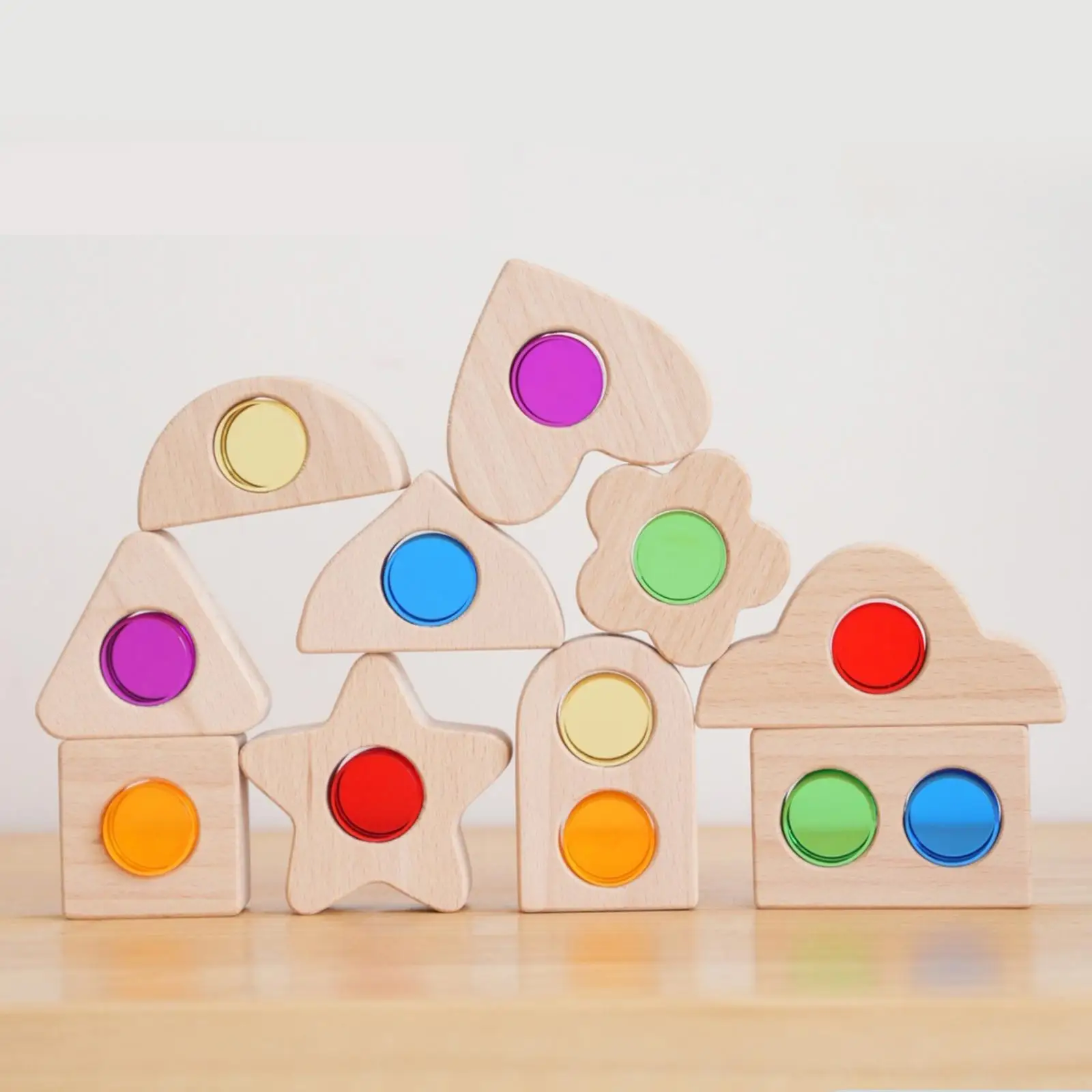 

Wooden Building Blocks Set Birthday Gift Boys Girls Educational Toy for Kids