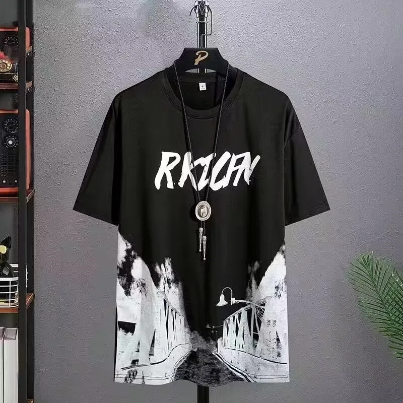 T-shirt for Men Hoodies Summer Men Clothing Cartoon Casual Harajuku Streetwear Print Hooded Top Short Sleeve Sweatshirts Men image 2