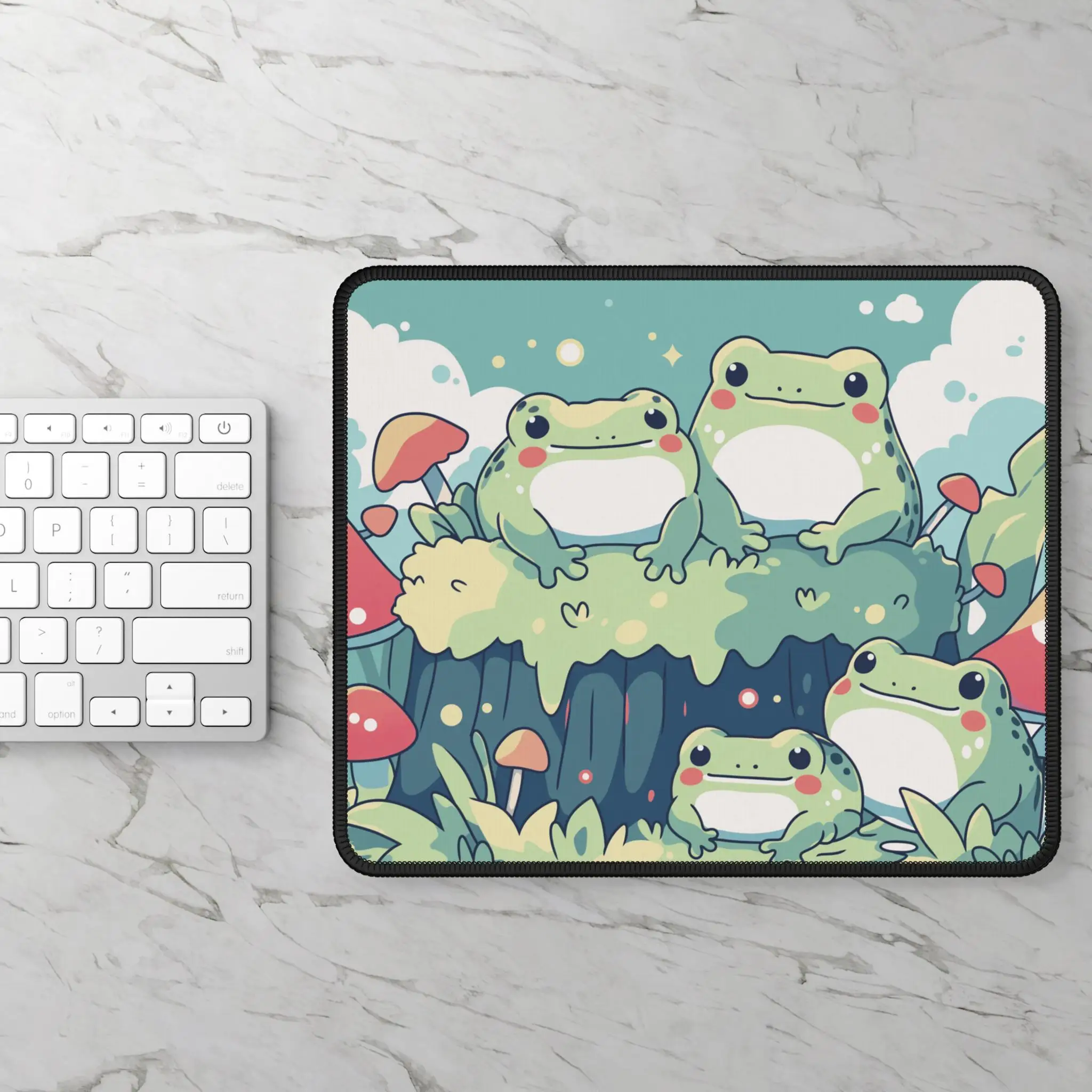 Alas Meja Katak Hijau Kawaii Alas Mouse Estetika XXL, Alas Meja Katak Lucu untuk Gaming Kantor, Alas Mouse Diperpanjang, Dekorasi Froggy Menawan