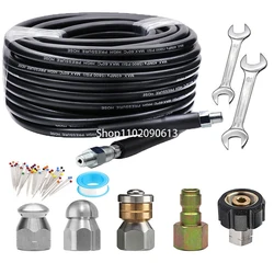 15/30Meter Sewer Jetter Kit for High Pressure Car Washer 100FT 5800PSI Drain Cleaner Hose 1/4 Inch for Karcher Power Washer