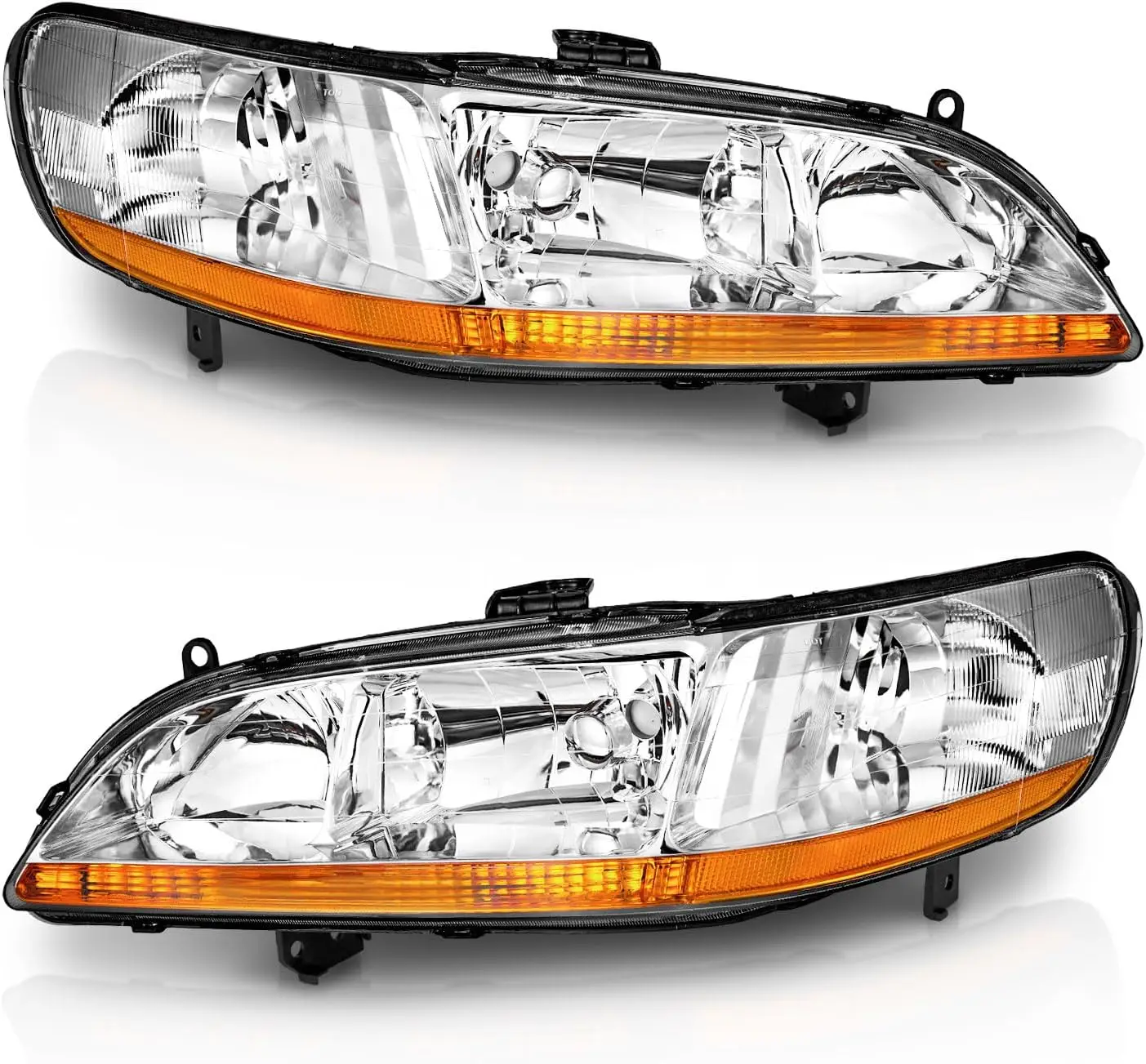 

Для 1998-2002 HONDA ACCORD фары для 98-02 в сборе, пара сменных фар, хромированный корпус, янтарный отражатель, левый