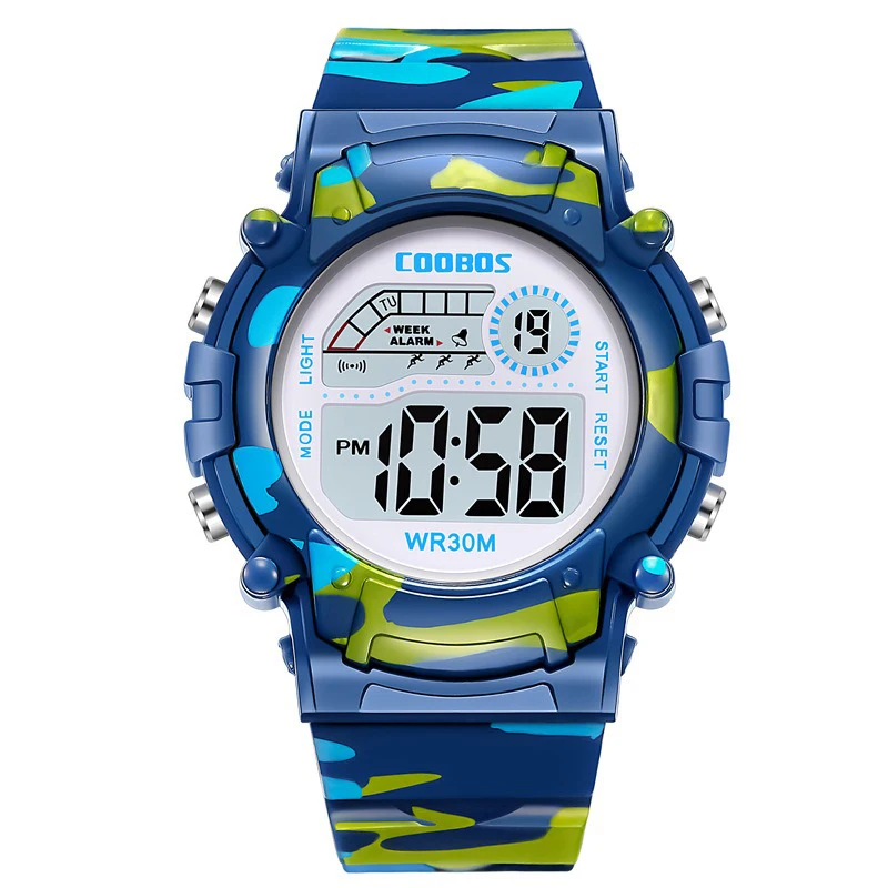 Sport Camouflage Boys Watches Kids Cool Luminous Led Waterproof Girl Watch Digital Clock Silicone Strap Week Date Alarm 2025 New