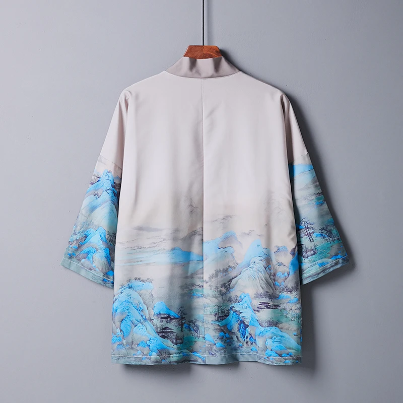 2023 New Summer Loose Beach Streetwear Japanese Kimono Cardigan Harajuku Japanese Samurai Asian Yukata Man Haori Clothing