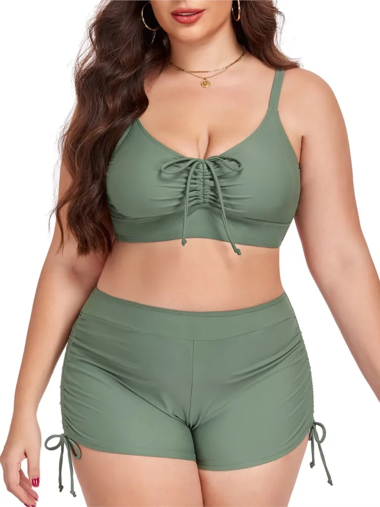 

L-4XL Plus Size High Waist Bikini Women's Push Up Large Size 3XL 4XL Swimsuit Summer Mujer Tummy Control Swimwear Bikini Sets
