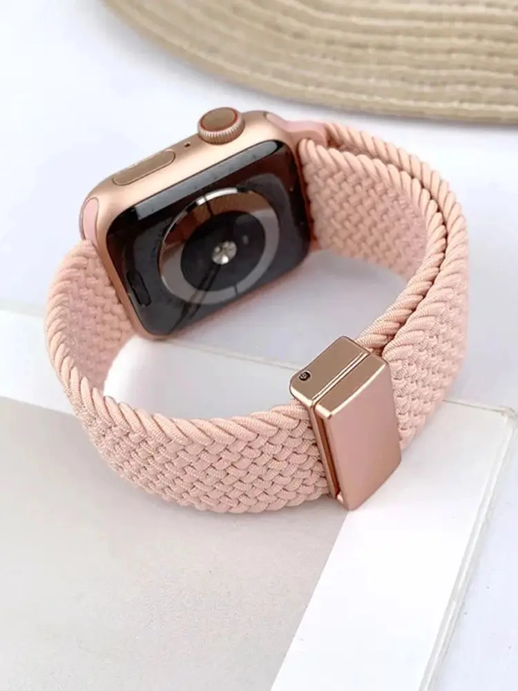 Braided Loop Strap For Apple Watch Band 44mm 40mm 45mm 49mm 41mm 38mm 42mm magnetic Bracelet iWatch series Ultra 2 9 se 8 7 6 5