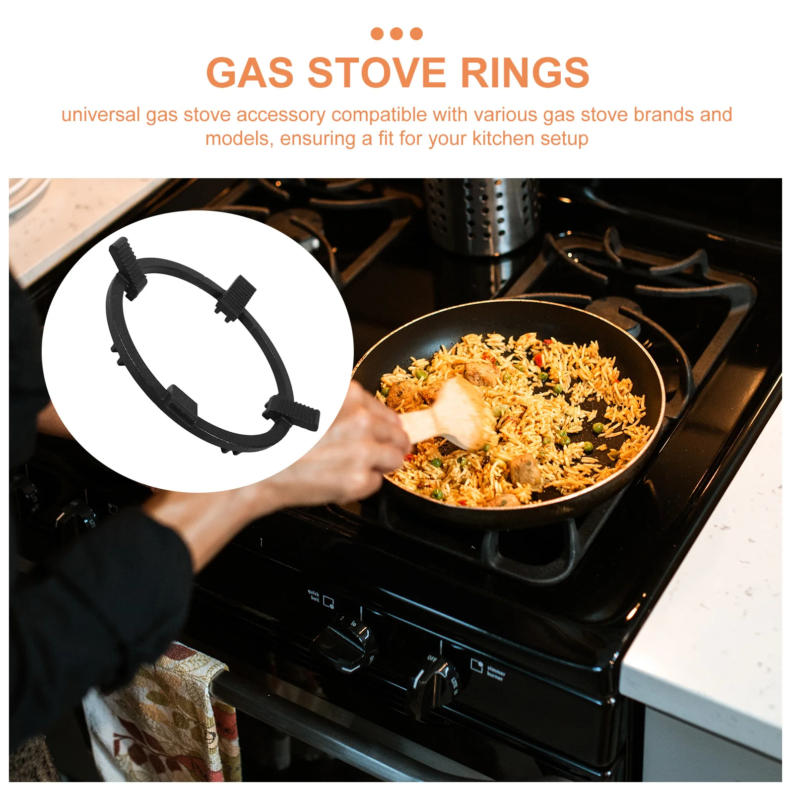 

Universal Gas Stove Rack Cast Iron Wok Non-Slip Pot Stand Heat Resistant Sturdy Compact Cookware Holder Easy