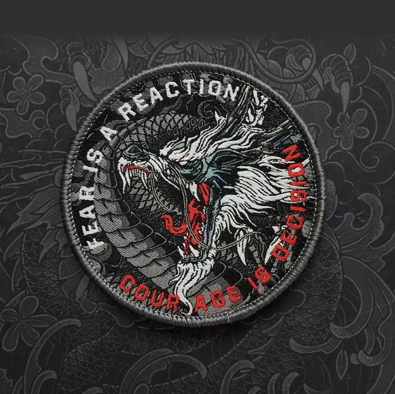 Zodiac Dragon Embroidery Patch Round Eastern Power Tactical Armband for Clothing And Backpack Decoration