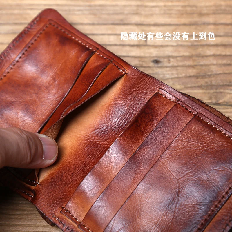 NZPJ männer Leder Brieftasche Retro Top Schicht Rindsleder Brieftasche Vertikale Dokument Clip Kurze Jugend frauen Ultra-dünne geldbörse Tasche – Detail 9