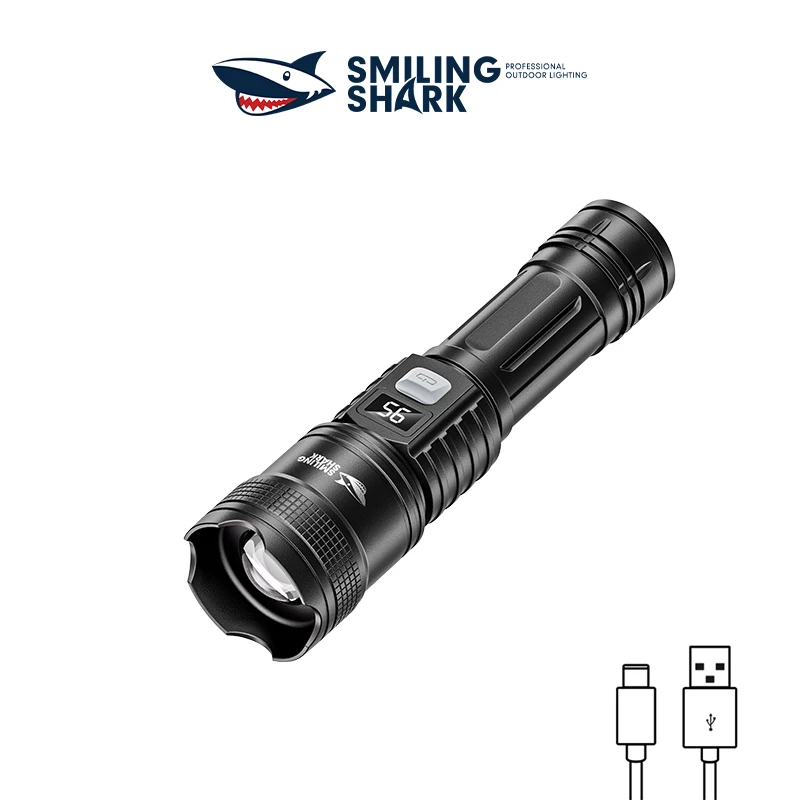 

SMILINGSHARK SD5252 Rechargeable Flashlight, Handheld LED Zoomable Torch, for Outdoor Camping, Hiking, Emergency