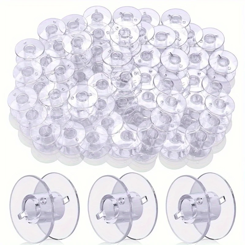 100pcs Transparent Spool Sewing Machine Spool Household Transparent Plastic Bobbin