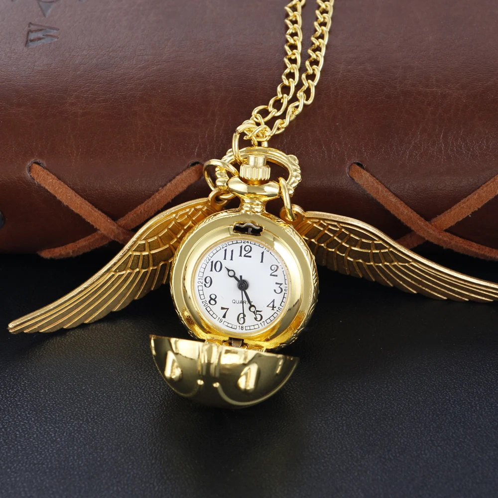 Magic Gold Fairy Ball Quartz Pocket Watch Men\'s and Women\'s Vintage Fob Watch Children\'s Gift Pendant Necklace Souvenir Cf1177