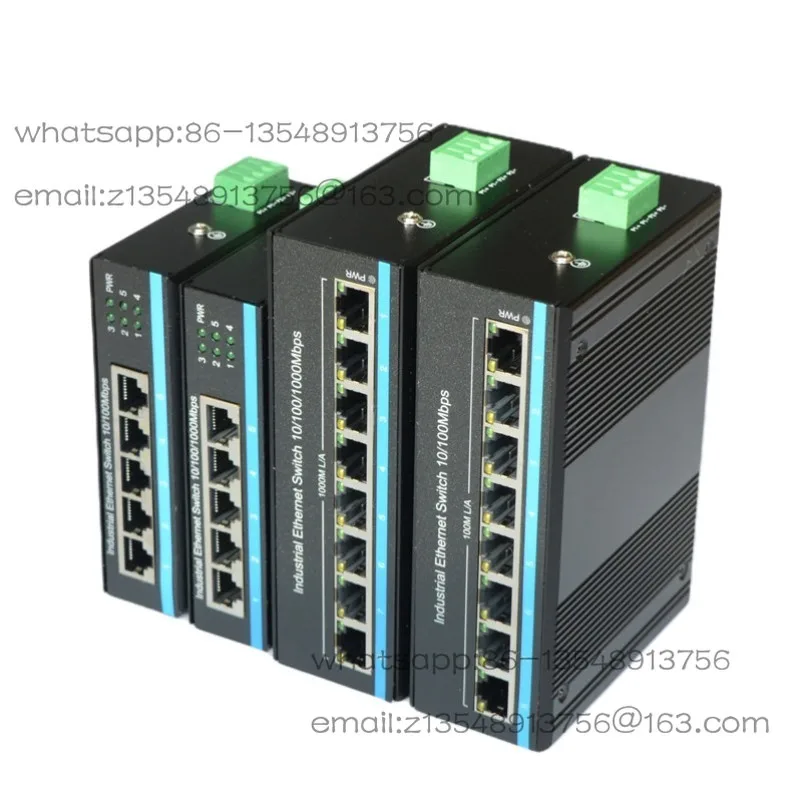 Industrial Ethernet switch 100Gigabit 4 port 5 port 8 port rail POE switch Lightning protection Industrial fiber optic