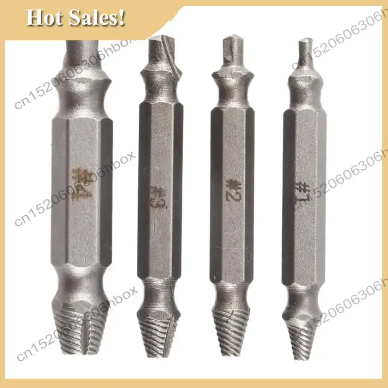 -HOPE 4X Screw Extractor Drill Bits Guide Set Broken Bolt Remover Easy Out  1  2  3  4