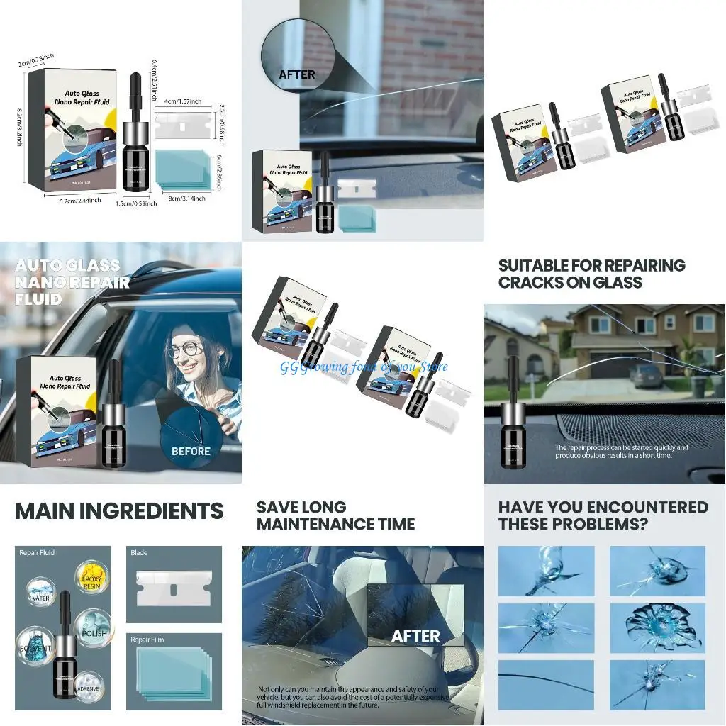 H9EB 30 مل أداة إصلاح زجاج السيارات النانوية السائلة للزجاج الأمامي مزيل خدوش الزجاج التلقائي
