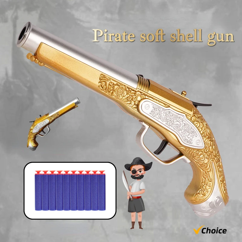 Gold Revolver Winchester Soft Double Gun Emulates Caribbean Pirate Gun EVA Children\'s Toy Pistol