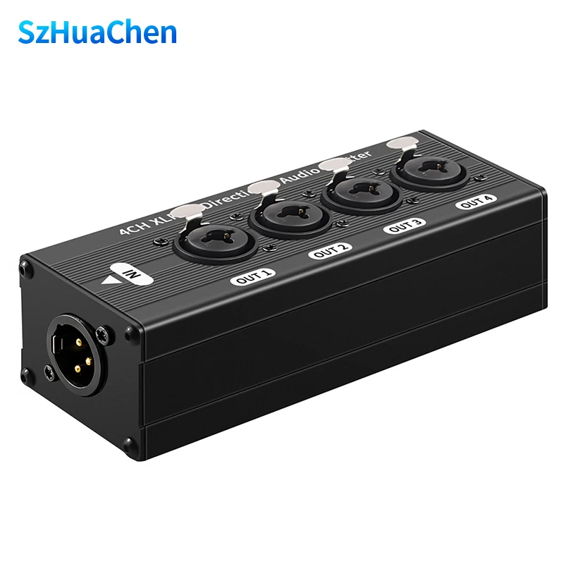 1X4 3Pin XLR Balanced Audio Splitter Locking Metal Housing Signal Distribution Box for Recording Studio and Stage Performance