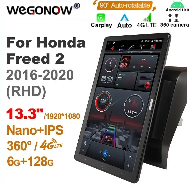 Rotatable 13.3'' Ownice Android10.0 Car Multimedia for Honda Freed 2 2016-2020 Auto Radio Audio 4G LTE 360 Optical No DVD