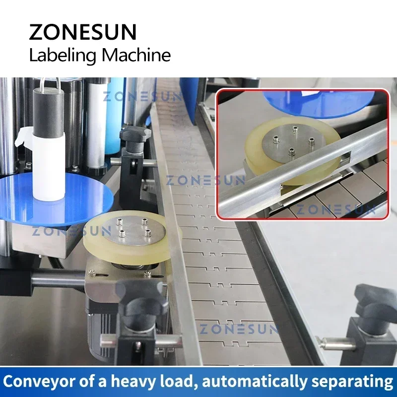 ZONESUN ZS-TB200R Automatic Round Bottle Labeling Machine Siemens PLC High Speed Vial Jar Can Wrap Around Labeler No Format Sets
