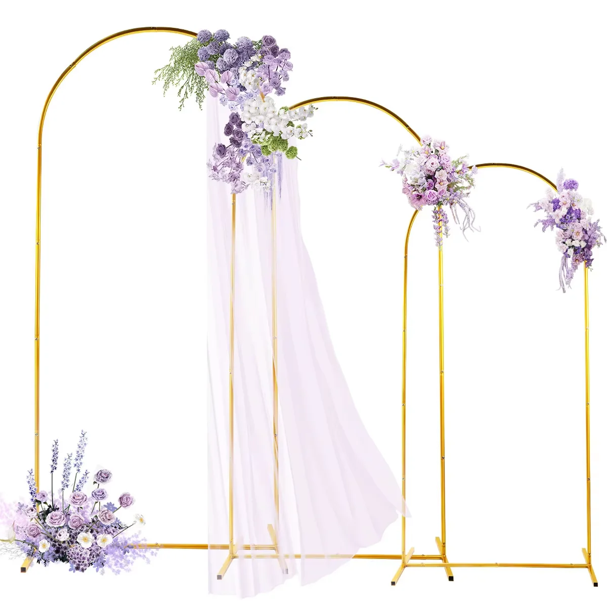 Balloon Arch Kit - 3Pack Golden Metal Arch Kits, Adjustable