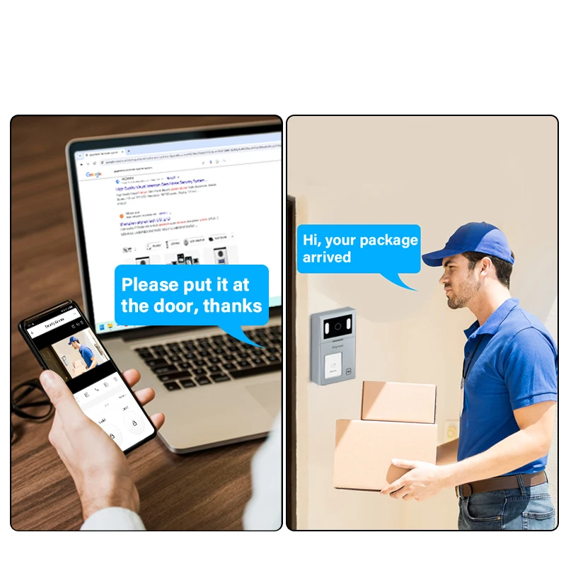 Sistema de intercomunicação Tuya WIFI tela HD de 7 polegadas 1080P visão noturna à prova d'água sem fio segurança villa