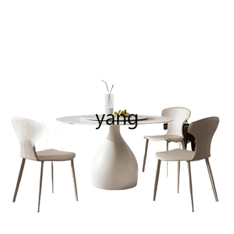

LMM modern simple rock slab dining table household small apartment round table dining table and chair combination
