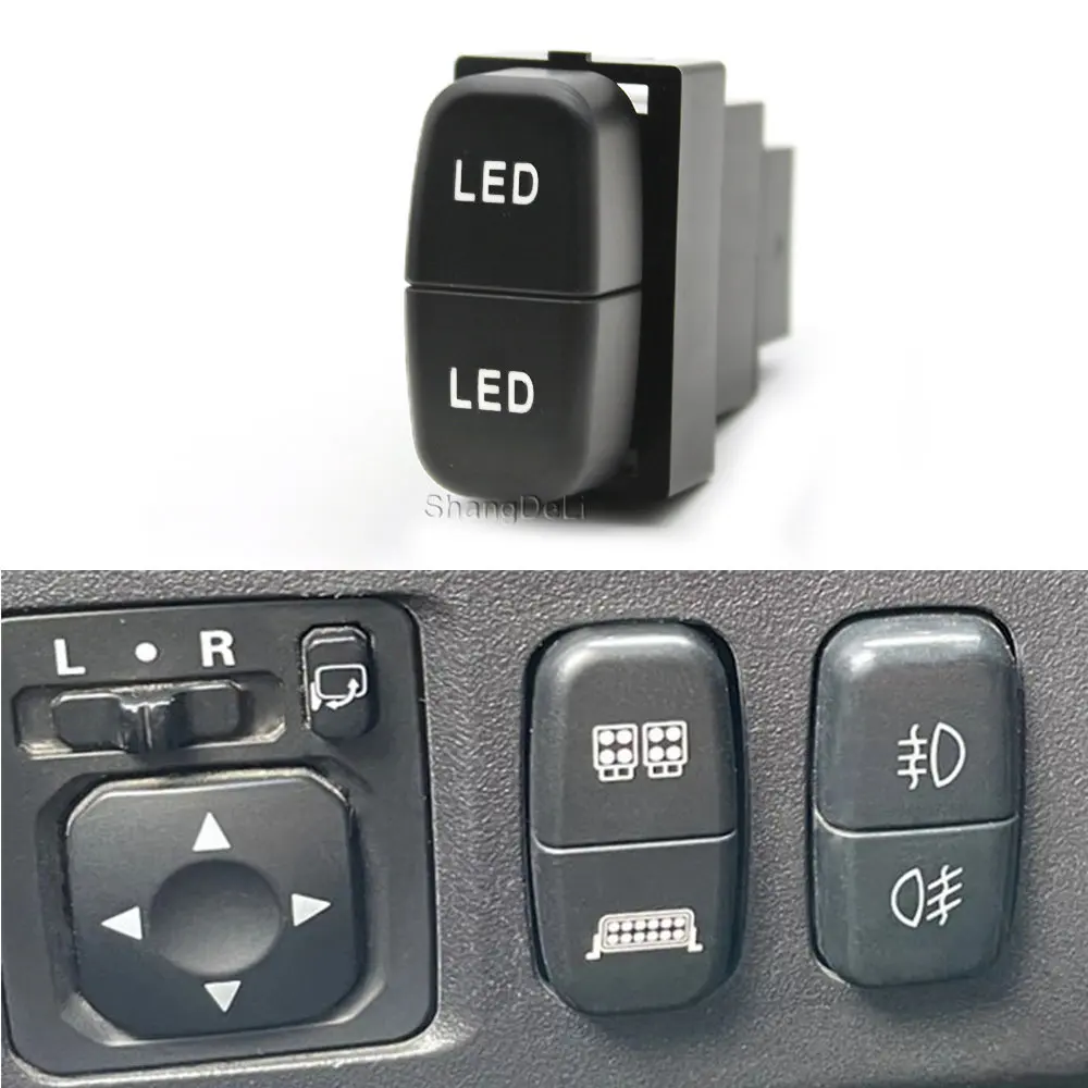 1pc Car Dual Key Switch LED Fog Lights Fan Spotlight Headlight Switch Button Use For Mitsubishi ASX LancerEX Pajero V73 V93 V97