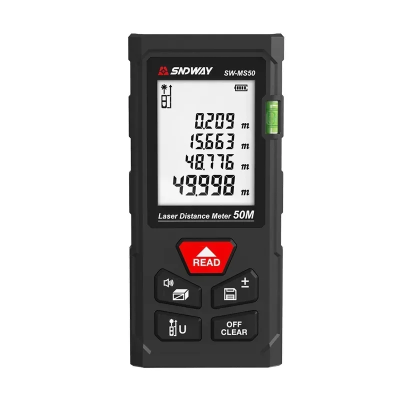 Premium SNDWAY Mini Metal Laser Distance Meter Rechargeable Rangefinder High Precision 40M 50M 60M Range Trena Measure Tape Cons