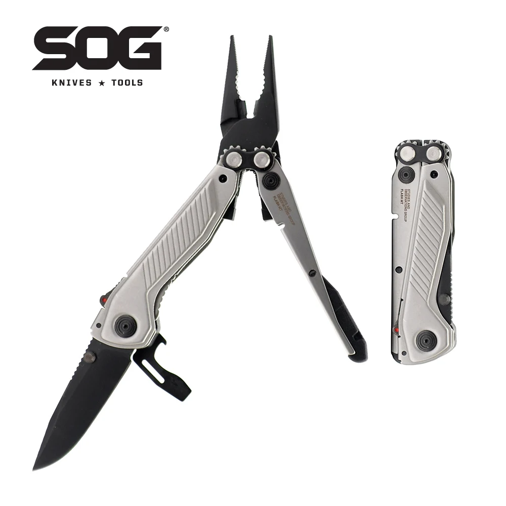 SOG 7-in-1 Flash MT Multitool-Zange mit Klappmesser EDC Pocket Selbstverteidigungszubehör Survival