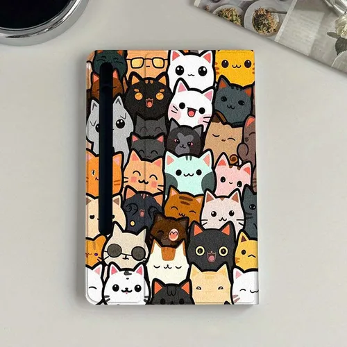 Imagen 2 del producto Flor de gato de dibujos animados para Samsung Galaxy Tab S9 S10 S6 S7 S8 FE Plus Lite pulgadas funda plegable para tableta
