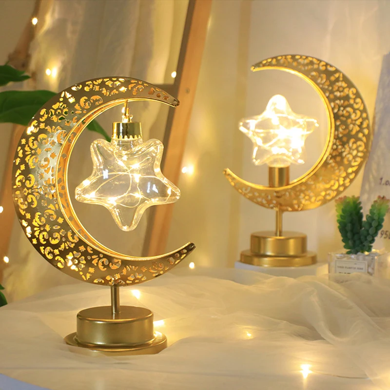 10 LED Decorazioni Ramadan Eid Decor Luna Lanterna Ramadan Luci 1083