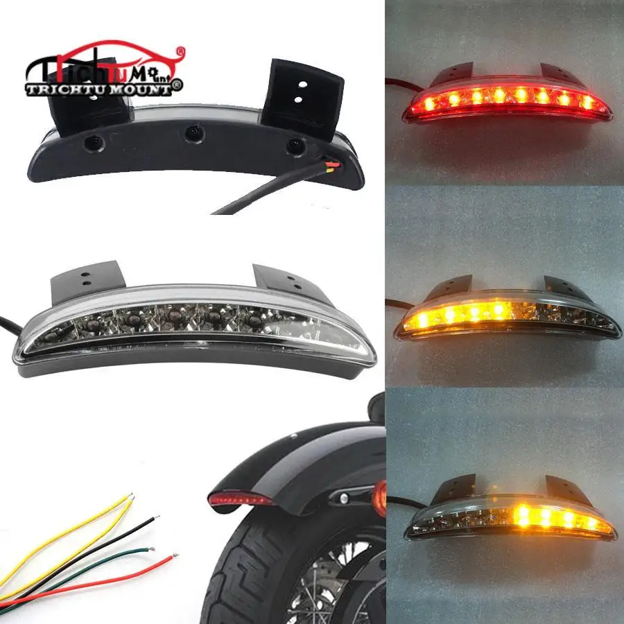 Motorcycle Tail Light Turn Signals Moto Cafe Racer Rear Fender Edge Brake Taillight For Harley Sportster XL 883 1200 Iron 48 72