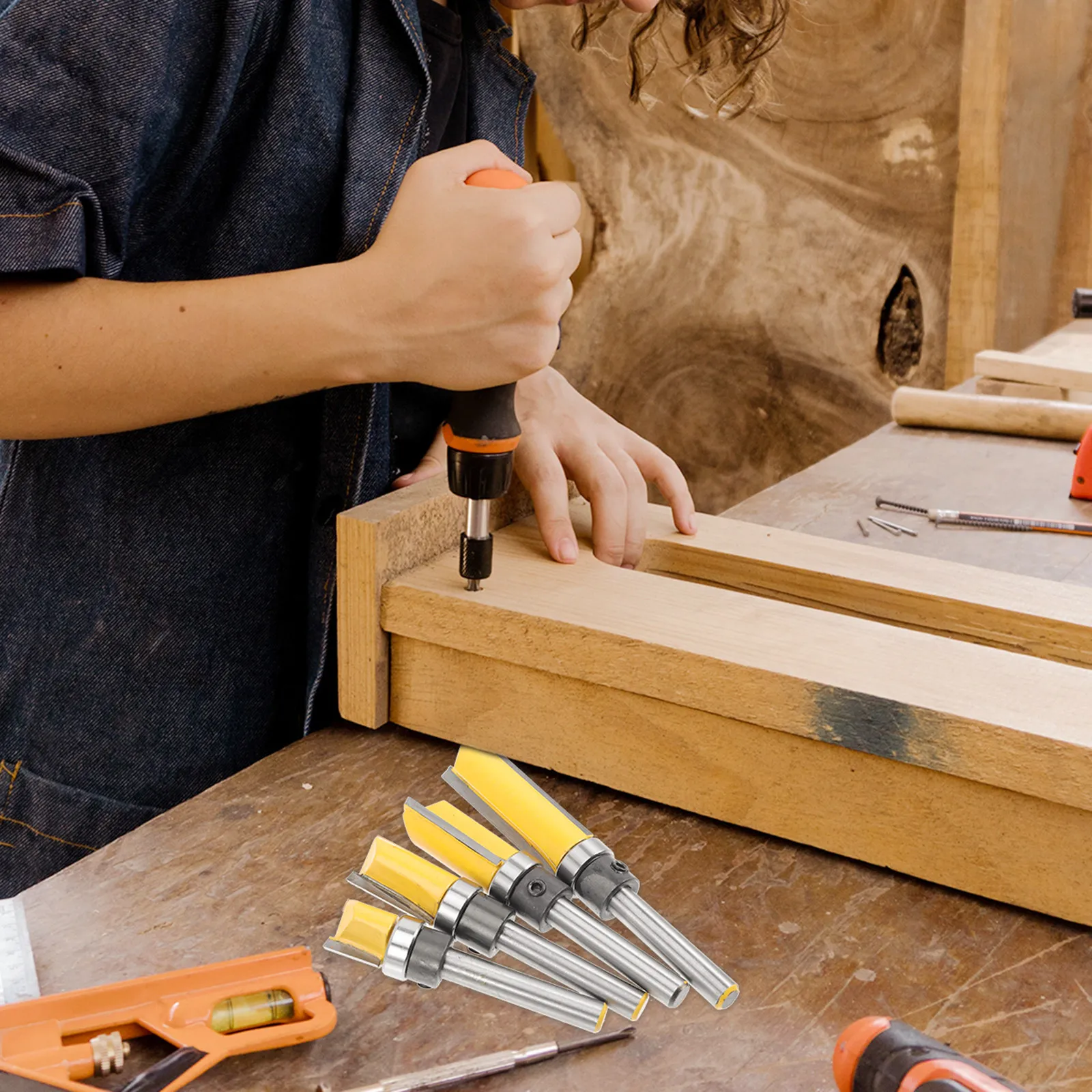 

1Set High Performance Pattern Flush Trim Router Bit Set Template Guide Cutter for Cnc Engraving Trimming Milling Machines