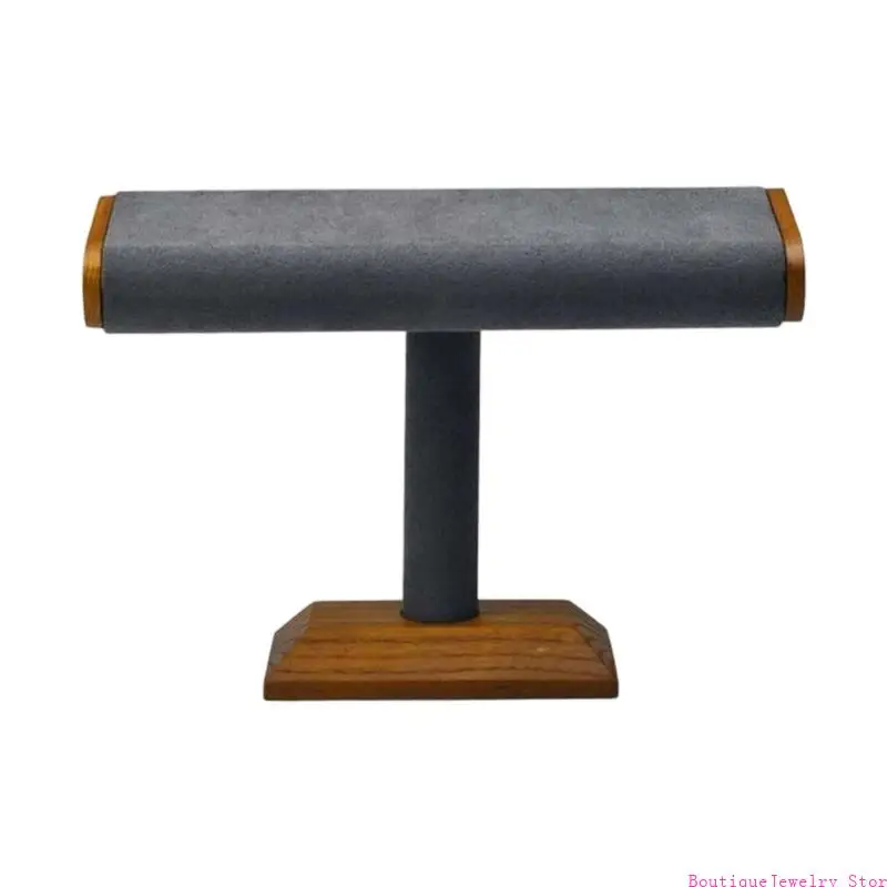 

E1PE Modern Jewelry Exhibition Shelf Walnut Base Gray Finish Multi Scene Decorative Display Rack for Accessories