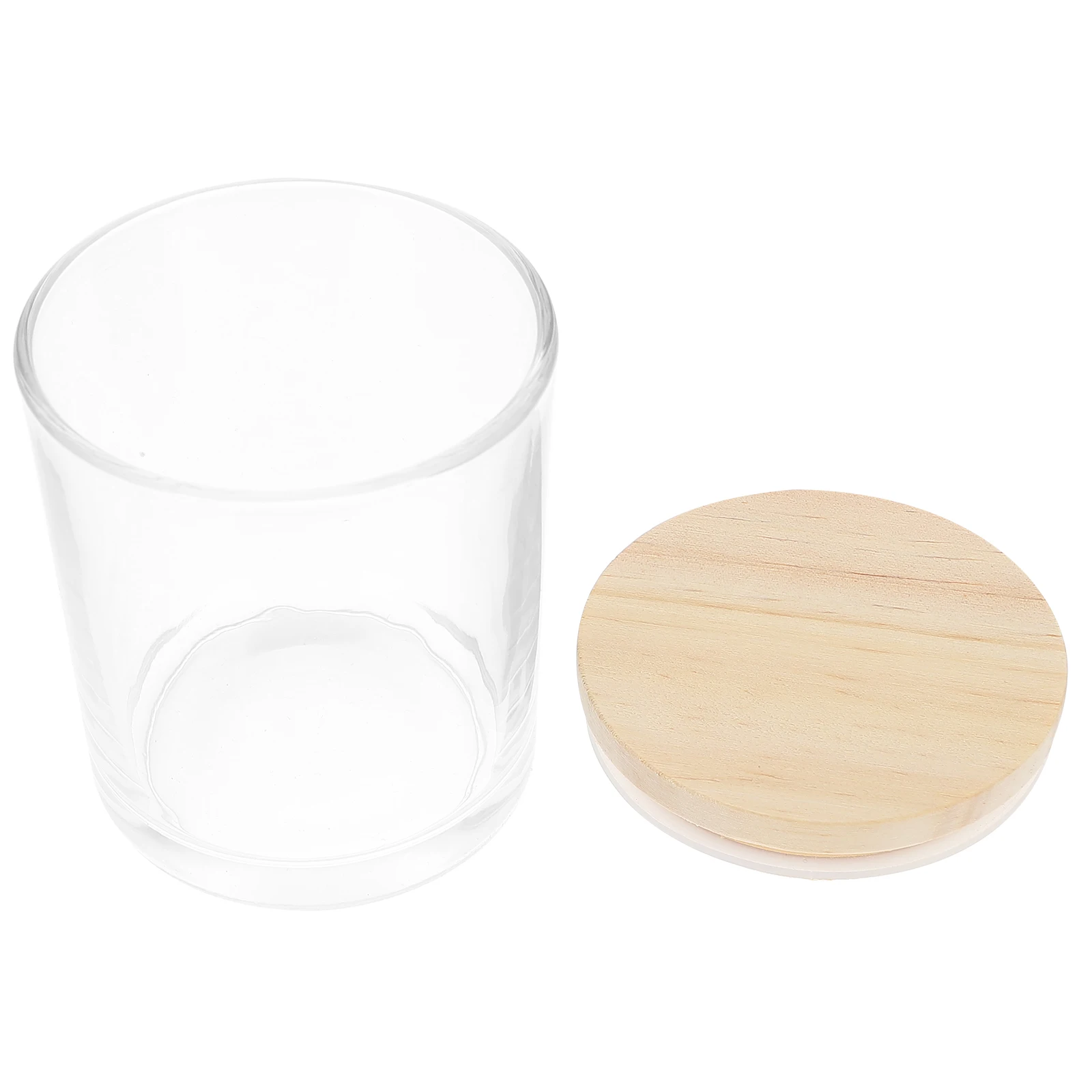 

Empty Glass Jar Transparent Frosted Container For Diy Soy Candles Wax Storage Fillable Cup Home Decoration Wood Lid