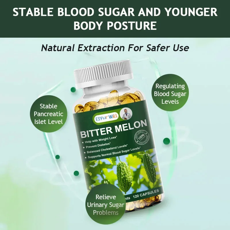 Organic Bitter Gourd Capsule Plant-insulin, Blood-Sugar Health for Old Men Digestive and Metabolic Health Immune System, Veggies