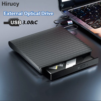 Hirucy USB3.0 Type-C External CD/DVD-RW Optical Drive Diamond Grid Pattern DVD Player Burner Reader For Laptop Desktop Windows