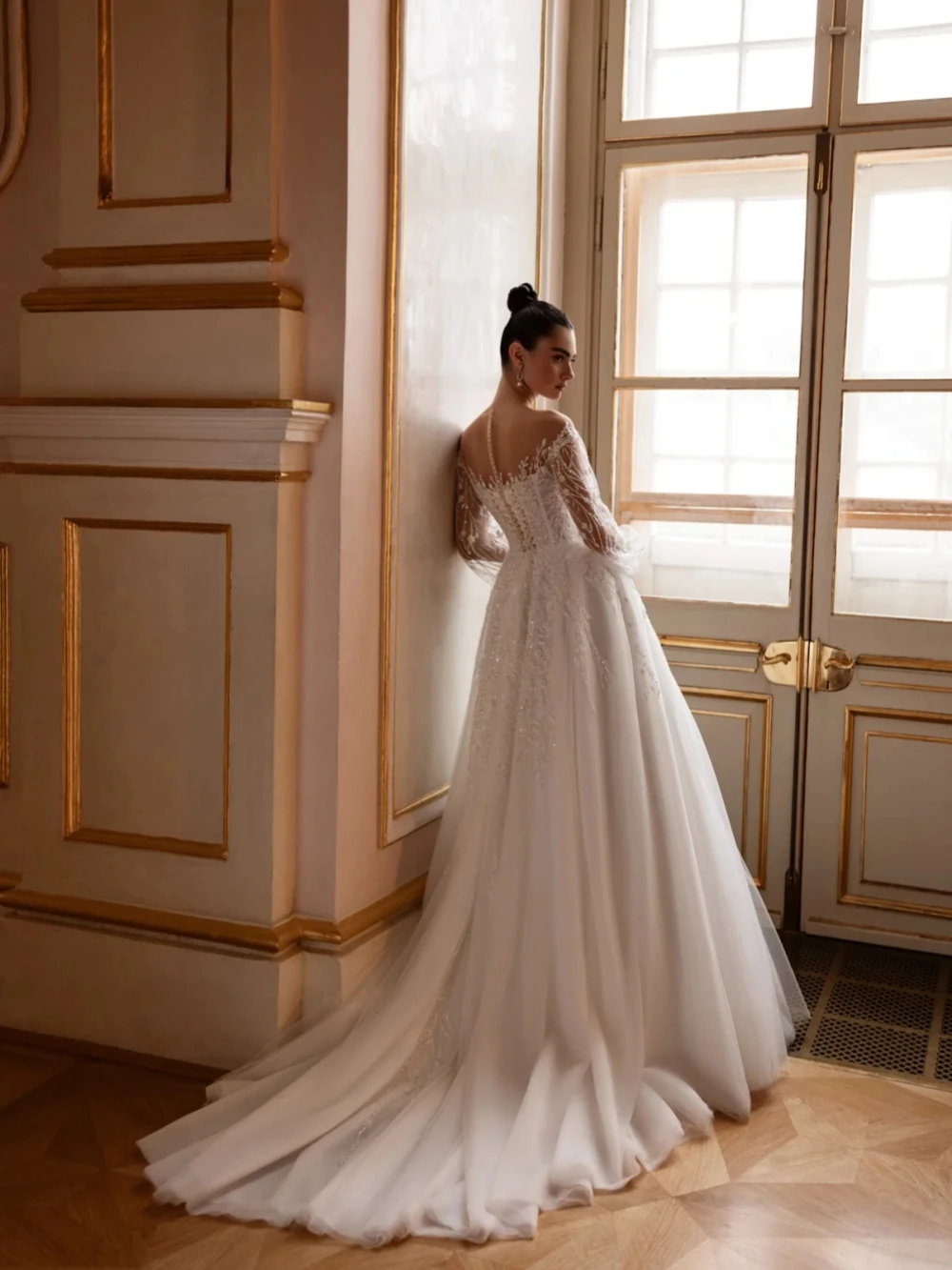 Nouveauté broderie perles robe de mariée rêveur dentelle Appliques robe de mariée personnalisé élégant a-ligne robes longues pour la mariée