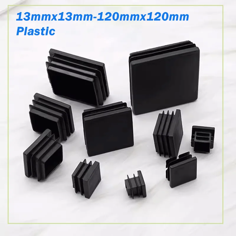 

Square Plastic Black Blanking End Caps 13x13mm-120x120mm Inner Plug Cap Furniture Leg Tube Pipe Inserts Plugs Decorative Dust
