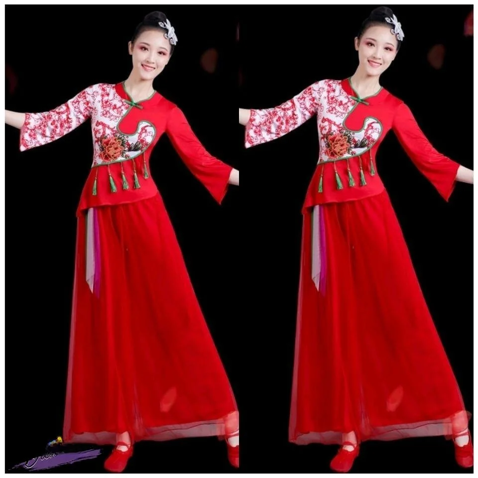 

Новый комплект женских костюмов для квадратных танцев 2025 года: одежда для выступлений, танцев Янгэ, танцев с веерами, традиционный этнический наряд