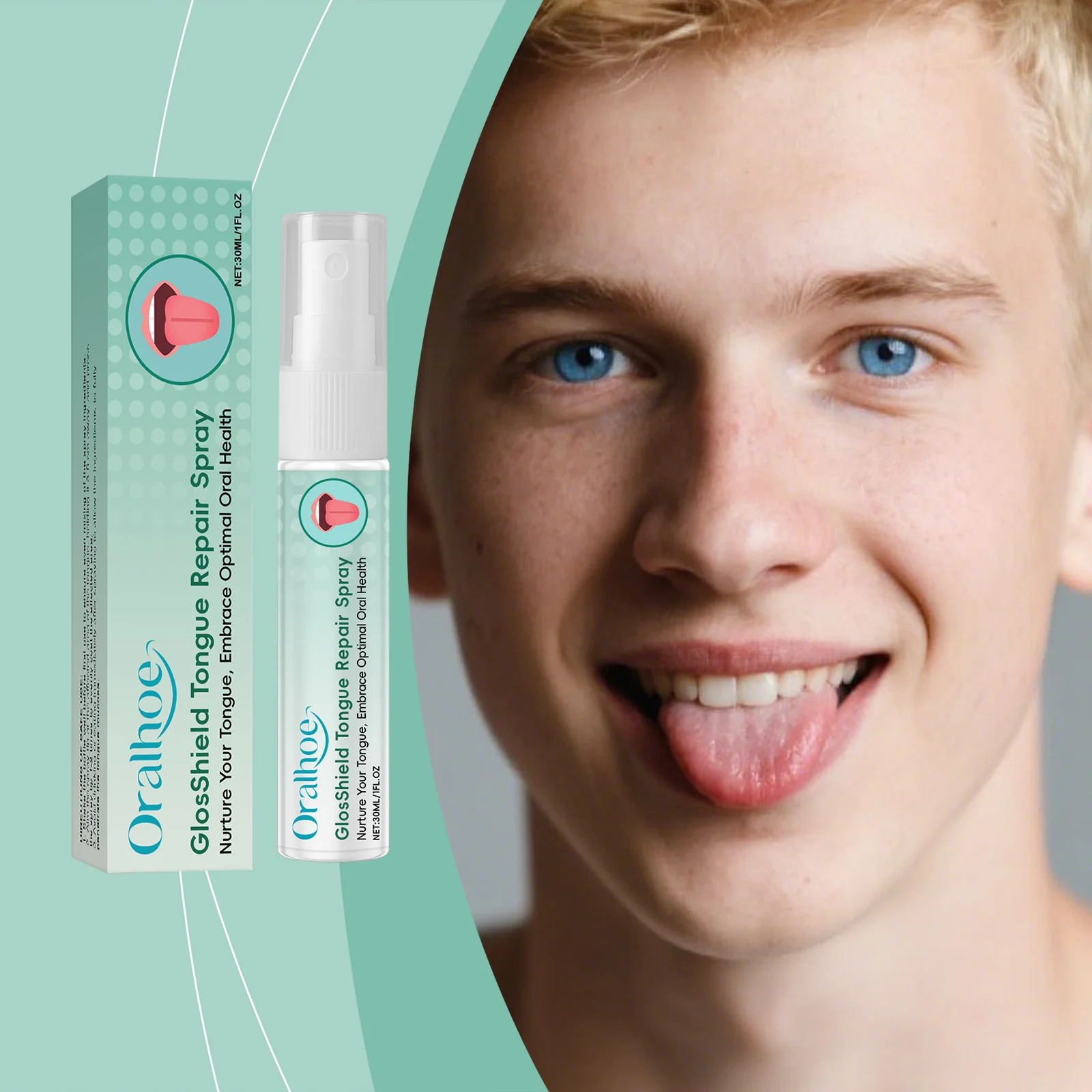 Oralhoe Tongue Care Spray Remove Bad Breath Oral Hygiene Portable Design Reduce Inflammation Swelling Daily Care Spray 30ml